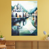 Abstracte geometrische Indiase skyline met tempels Canvas Afdruk (Insitu (Woonkamer))