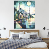 Abstracte geometrische Istanbul Skyline Hagia Soph Canvas Afdruk (Insitu (Slaapkamer))