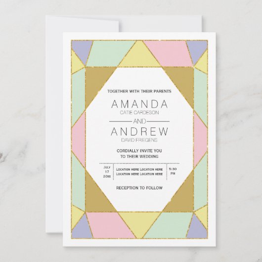 Abstracte geometrische juweelroze munt modern brui kaart (Voorkant)