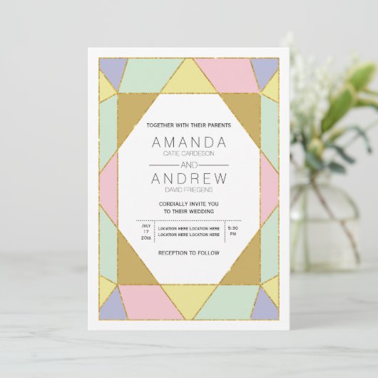 Abstracte geometrische juweelroze munt modern brui kaart (Staand voorkant)