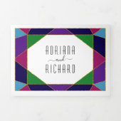 Abstracte geometrische juweeltypografie bruiloft drieluik uitnodiging (Cover)