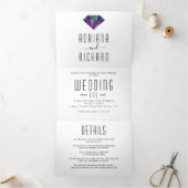 Abstracte geometrische juweeltypografie bruiloft drieluik uitnodiging (Binnen)