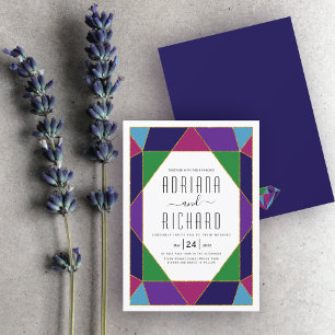 Abstracte geometrische juweeltypografie bruiloft kaart