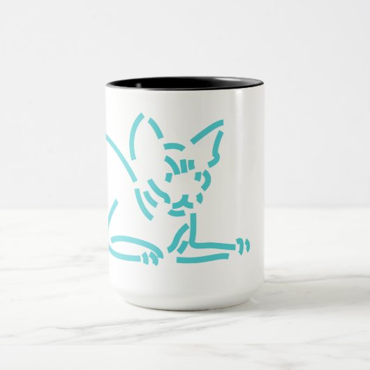 Abstracte Geometrische Kat | Symbolische Lijnconst Mok (Midden)