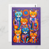 Abstracte geometrische katten schilderen briefkaart (Voorkant / Achterkant)