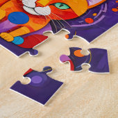 Abstracte Geometrische Katten Schilderij Legpuzzel (Zijkant)