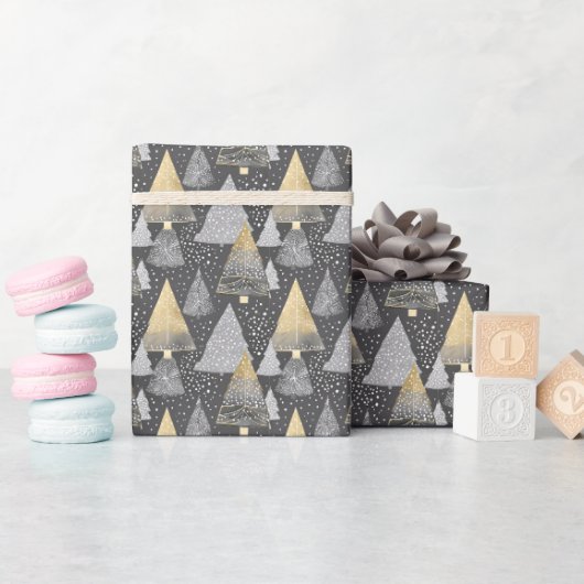 Abstracte geometrische kerstboom Elegant goud Cadeaupapier (Baby Shower)