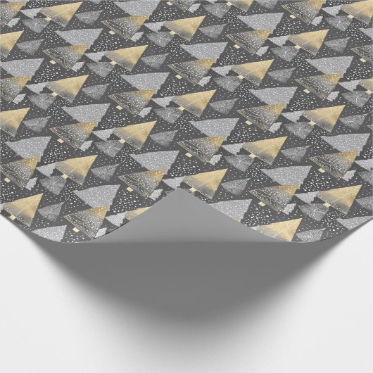 Abstracte geometrische kerstboom Elegant goud Cadeaupapier (Hoek)