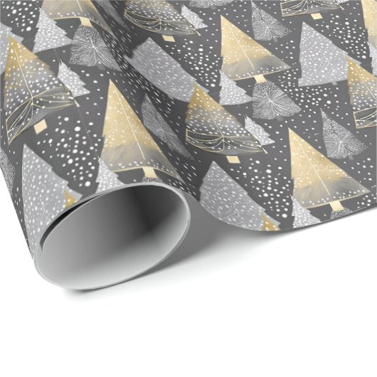 Abstracte geometrische kerstboom Elegant goud Cadeaupapier (Rol Hoek)