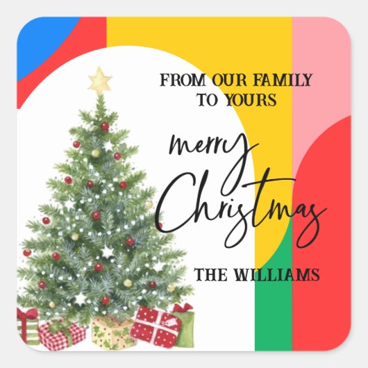 Abstracte geometrische kerstenvelop vierkante sticker (Voorkant)