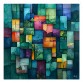 Abstracte geometrische kleurenblokkunst – veelkleu perfect poster (Voorkant)