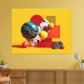 Abstracte geometrische kleurrijke compositie canvas afdruk (Insitu (Woonkamer))