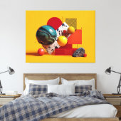 Abstracte geometrische kleurrijke compositie canvas afdruk (Insitu (Slaapkamer))