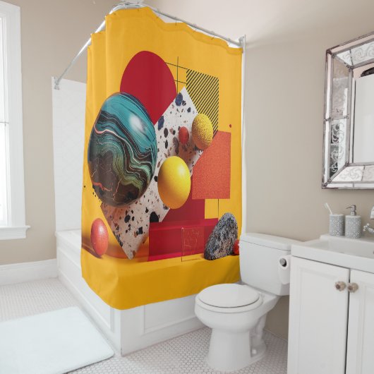 Abstracte geometrische kleurrijke compositie douchegordijn (In situ)