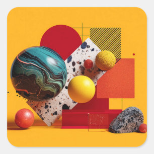 Abstracte geometrische kleurrijke compositie vierkante sticker