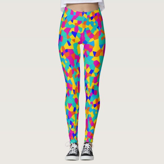 Abstracte geometrische kleurrijke Glas in lood Pai Leggings (Voorkant)