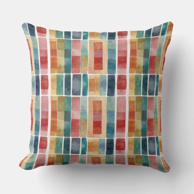 Abstracte geometrische kleurrijke rode vormen Wate Buitenkussen (Voorkant)