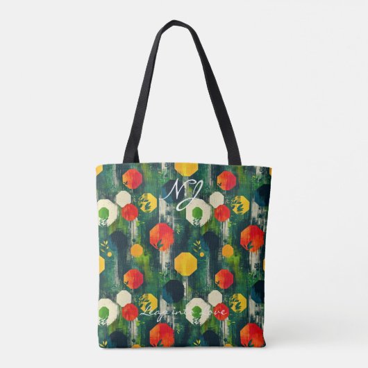 Abstracte geometrische kleurrijke zeshoeken Canvas Tote Bag (Achterkant)