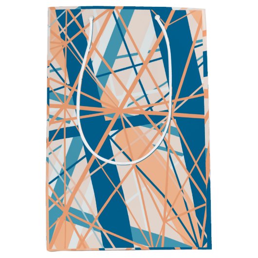 Abstracte geometrische kool Blue Peach-cadeau Medium Cadeauzakje (Voorkant)
