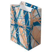 Abstracte geometrische kool Blue Peach-cadeau Medium Cadeauzakje (Achterkant Gekanteld)