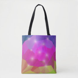Abstracte geometrische kristalmozaïek in roze tote bag