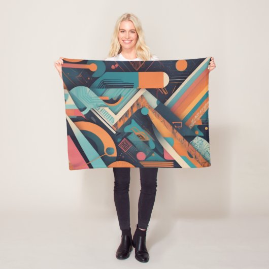Abstracte geometrische kunst - Bold Vibrant Graphi Fleece Deken (In situ)