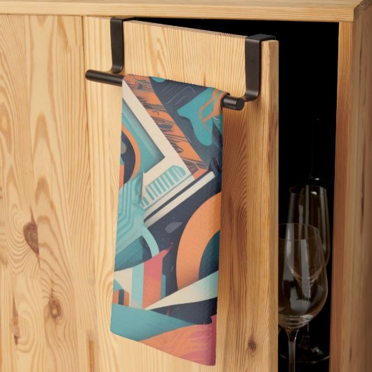 Abstracte geometrische kunst - Bold Vibrant Graphi Theedoek (Derde Gevouwen)