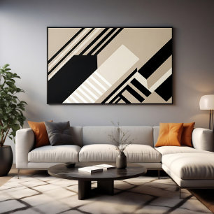 Abstracte geometrische kunst in neutrale tinten canvas afdruk