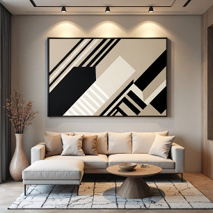Abstracte geometrische kunst in neutrale tinten poster