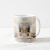 Abstracte geometrische kunst in roze grijs en goud koffiemok (Voorkant rechts)