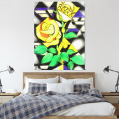 Abstracte geometrische kunst met gele rozen canvas afdruk (Insitu (Slaapkamer))