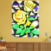 Abstracte geometrische kunst met gele rozen canvas afdruk (Insitu (Woonkamer))