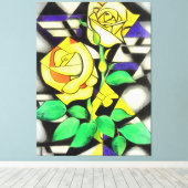 Abstracte geometrische kunst met gele rozen canvas afdruk (Insitu (Houten vloer))