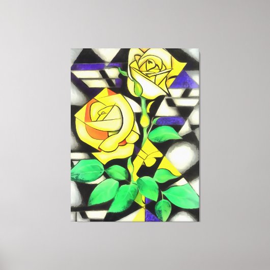 Abstracte geometrische kunst met gele rozen canvas afdruk (Voorkant)