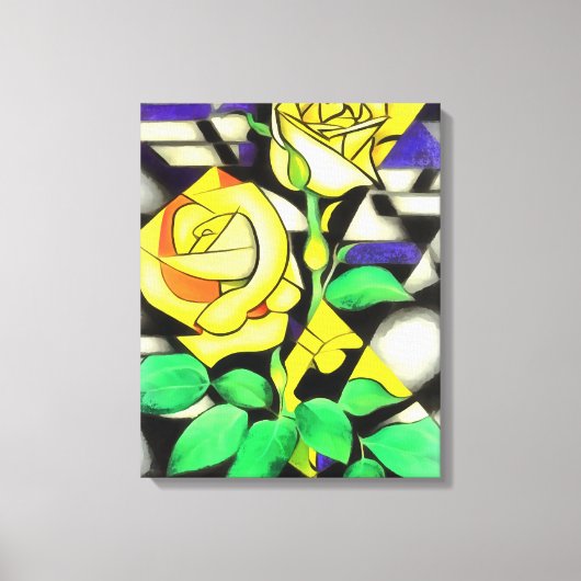 Abstracte geometrische kunst met gele rozen canvas afdruk (Voorkant)