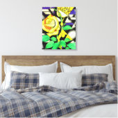 Abstracte geometrische kunst met gele rozen canvas afdruk (Insitu (Slaapkamer))
