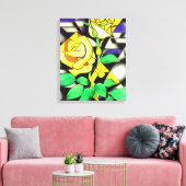 Abstracte geometrische kunst met gele rozen canvas afdruk (Insitu (Woonkamer))