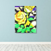 Abstracte geometrische kunst met gele rozen canvas afdruk (Insitu (Houten vloer))