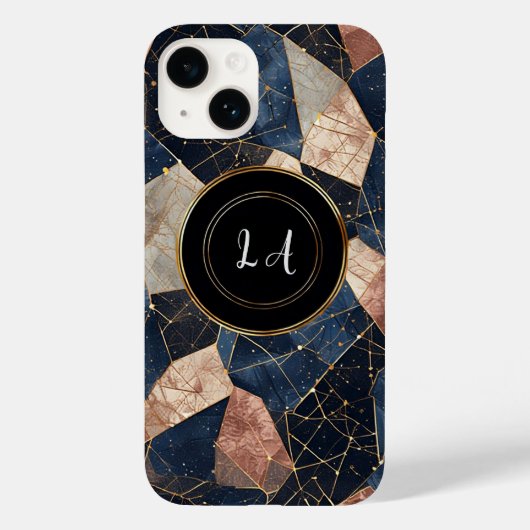 Abstracte geometrische kunst met goud en zwart Case-Mate iPhone case (Achterkant)