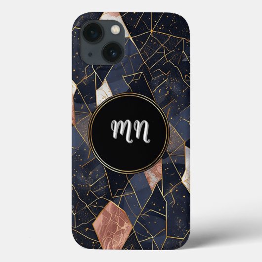 Abstracte geometrische kunst met goud en zwart Case-Mate iPhone case (Achterkant)