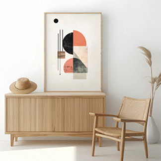 Abstracte geometrische kunst met natuurlijke textu poster