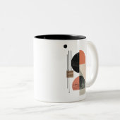 Abstracte geometrische kunst met natuurlijke textu tweekleurige koffiemok (Voorkant rechts)