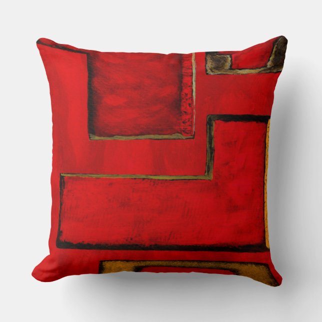 Abstracte Geometrische kunst met rood zwart schild Kussen (Voorkant)
