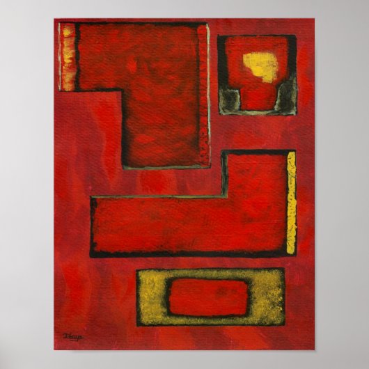 Abstracte Geometrische kunst met rood zwart schild Poster (Voorkant)