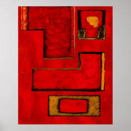 Abstracte Geometrische kunst met rood zwart schild Poster