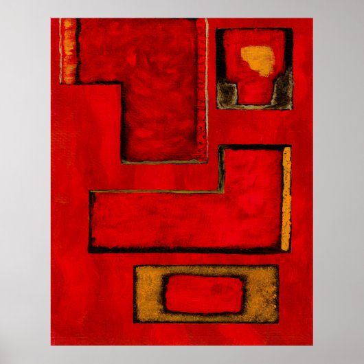 Abstracte Geometrische kunst met rood zwart schild Poster (Voorkant)