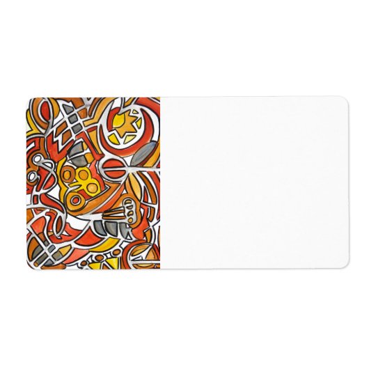 Abstracte geometrische kunst met zonehandschilderi etiket (Voorkant)