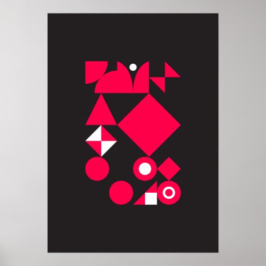 Abstracte geometrische kunst (rood, zwart en wit)  poster (Voorkant)