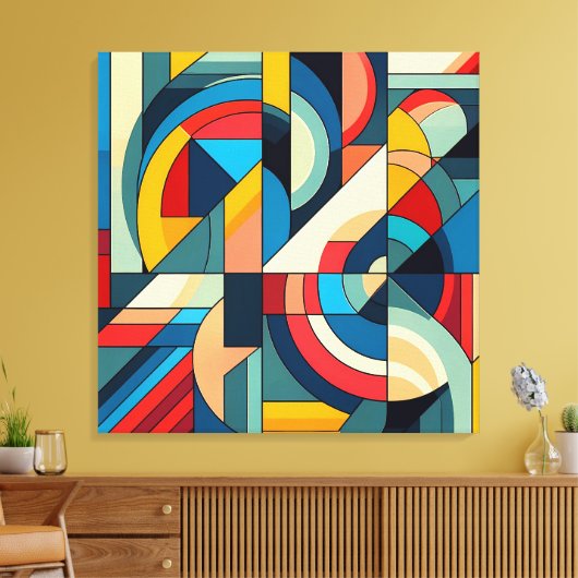 Abstracte geometrische kunst - samenstelling van h canvas afdruk (Insitu (Woonkamer))