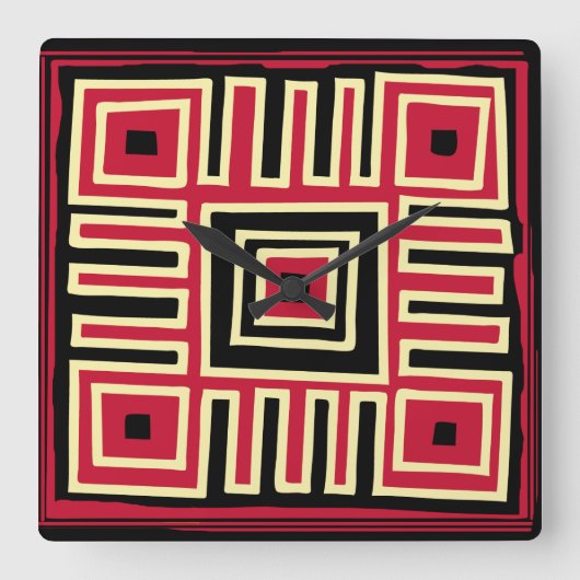 Abstracte geometrische kunst vierkante klok (Voorkant)